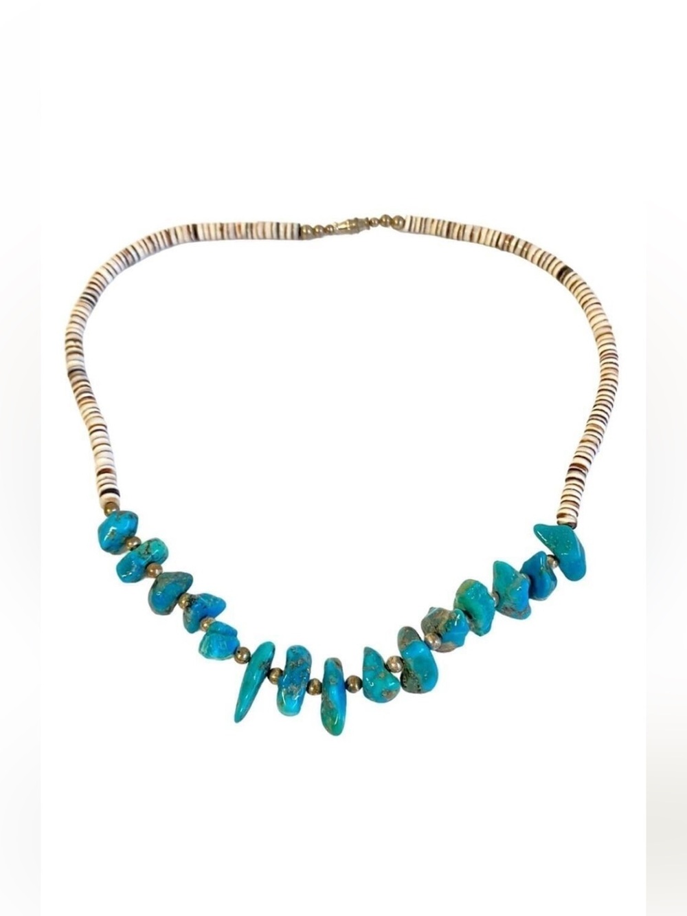 Vintage Turquoise Nugget Necklace Heishi Bead 70s Retro Hippie Boho‎ Tribal